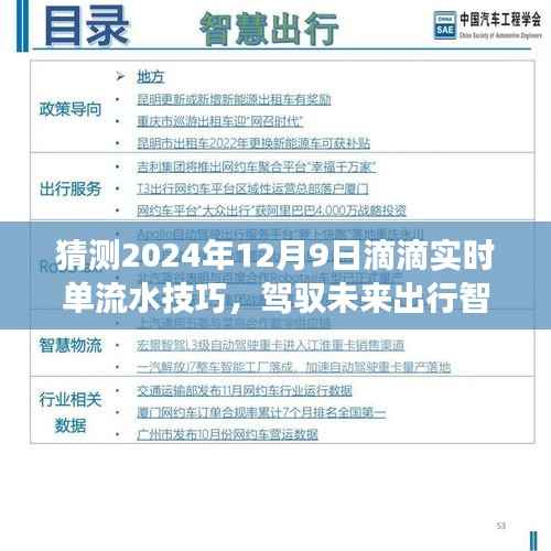 揭秘滴滴实时单流水技巧，驾驭未来出行智慧，预见2024年新纪元。