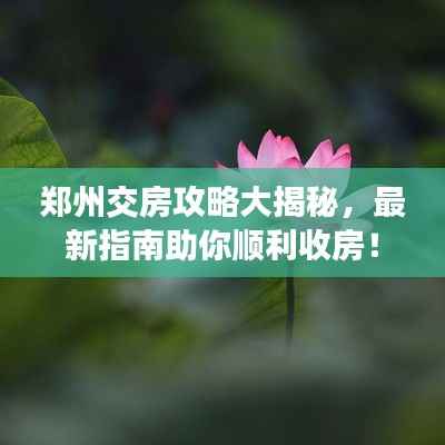 郑州交房攻略大揭秘,最新指南助你顺利收房!